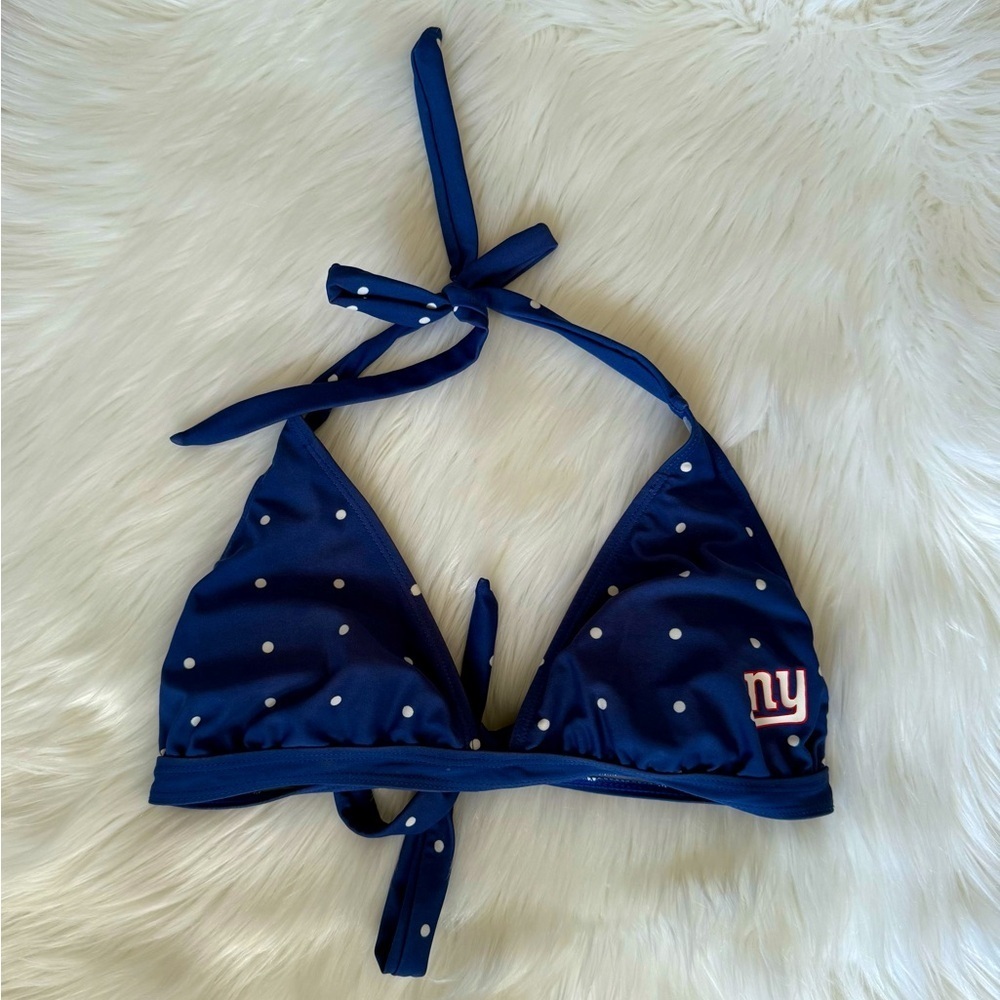 Women's NFL New York Giants Blue Polka Dot Bikini Top Medium